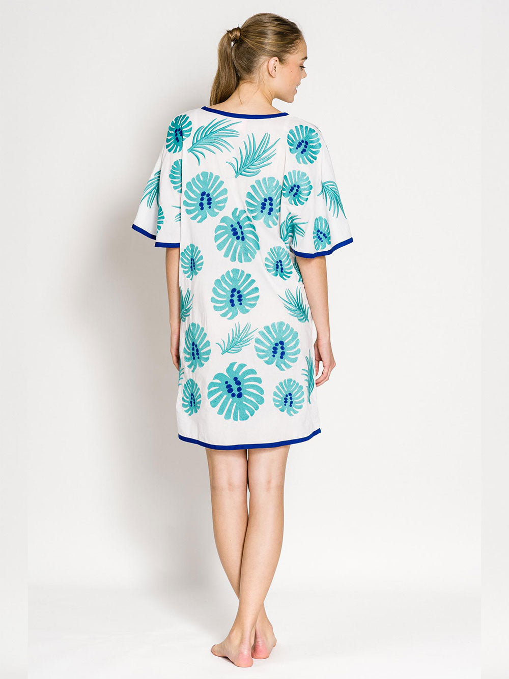 SALTY DOG KAFTAN COTTON LEAF EMBR./TURQUOISE