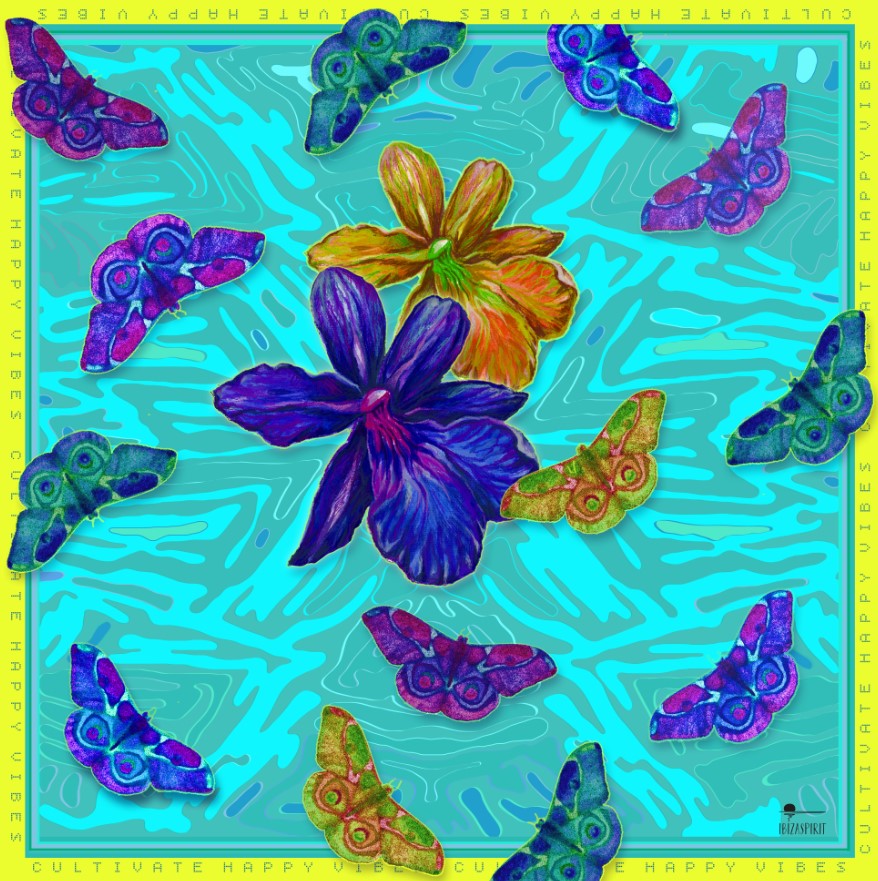 IBIZASPIRIT Bufanda "Mariposa" - Cultivar Vibras Felices - pura seda